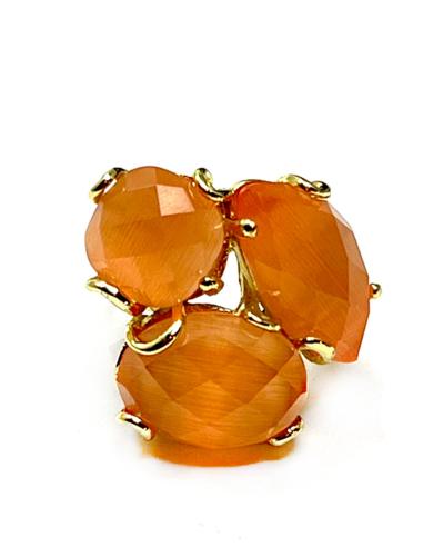 ANILLOS NARANJAS PARA MUJER AJUSTABLES TRIO DE PIEDRA