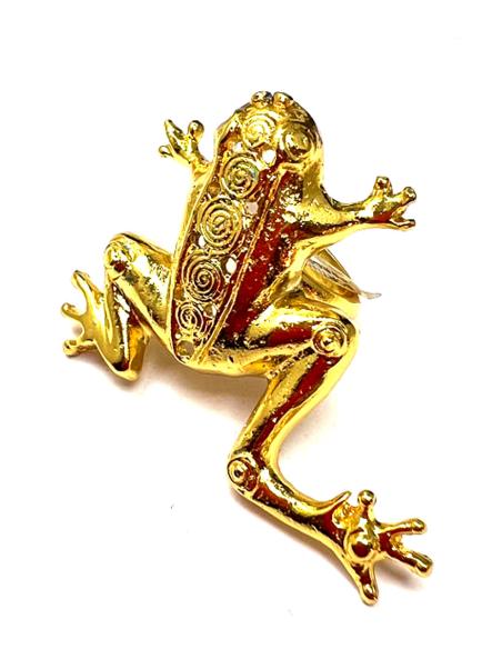SORTIJA DE RANA PRECOLOMBINA JOYERIA ARTESANAL BAÑO DE ORO