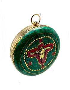 BOLSOS DE FIESTA REDONDO DE MOSAICO EN TURQUESA VERDE