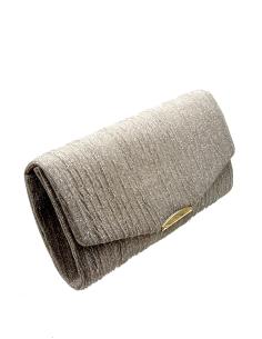 CARTERA DE FIESTA GRIS PIEDRA CON BRILLO LAME PLATEADO