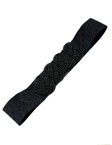 CINTURONES NEGROS DE FIESTA CON DECORACION DE NUDOS LAME