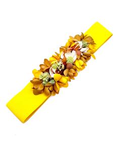 CINTURONES DE FIESTA MOSTAZAS ELASTICOS CON FLORES PARA BODAS