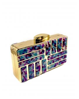 BOLSOS DE FIESTA DE CAREY EN MORADO AZUL Y BLANCO