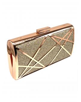 ORIGINAL CLUTCH DE FIESTA ORO ROSA CON BRILLO PARA BODAS