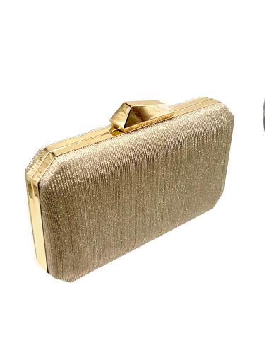 ORIGINAL CLUTCH DE FIESTA DORADO CON DISEÑO GEOMETRICO