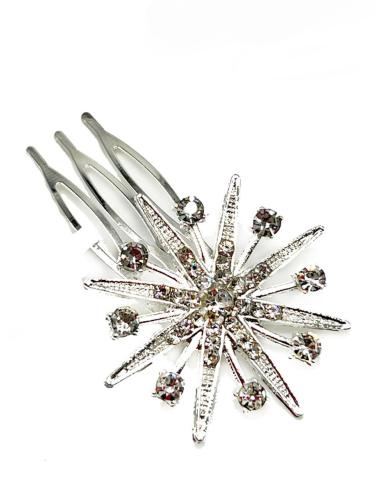 PEINETAS DE FIESTA PLATEADAS CON ESTRELLA DECORADA CON CRISTAL