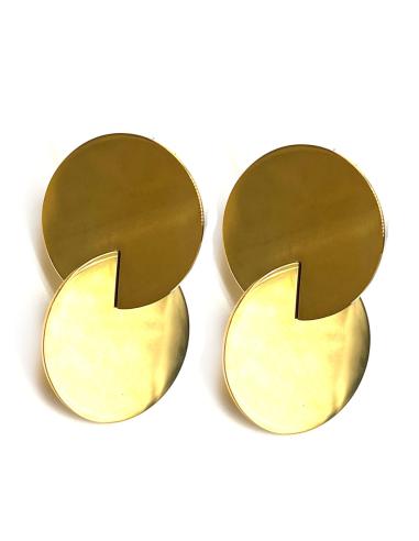 PENDIENTES D0RADOS DE MUJER DISEÑO ACTUAL DE DOBLE CIRCULO