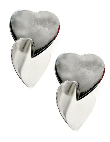 PENDIENTES PLATEADOS DE MUJER CON DISEÑO DE DOBLE CORAZON