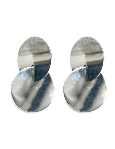 PENDIENTES PLATEADOS DE MUJER CON DISEÑO DE DOBLE CORAZON