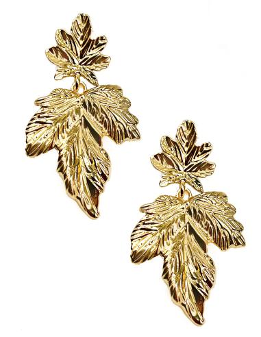 FAVORECEDORES PENDIENTES DORADOS LARGOS CON HOJAS