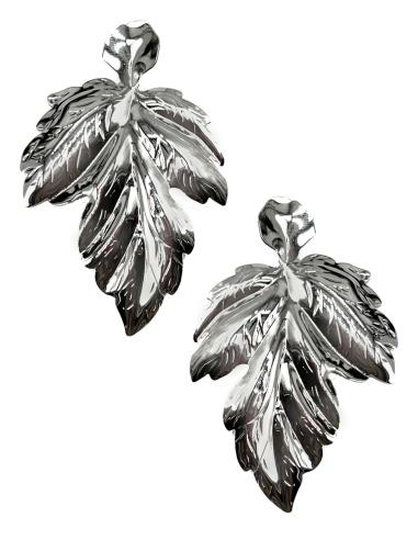 PENDIENTES PLATEADOS ONLINE PARA BODAS CON HOJAS GRANDES