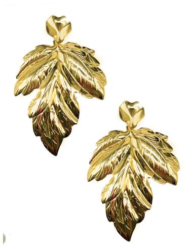 PENDIENTES DORADOS ONLINE PARA BODAS CON HOJAS GRANDES