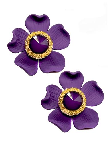 PENDIENTES MORADOS CON PRECIOSA FLOR VINTAGE LOOK
