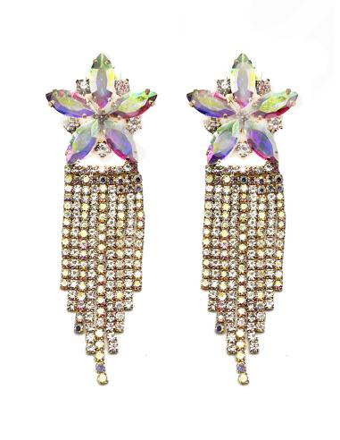 ELEGANTES PENDIENTES DE FIESTA CON PRECIOSA CASCADA TORNASOL
