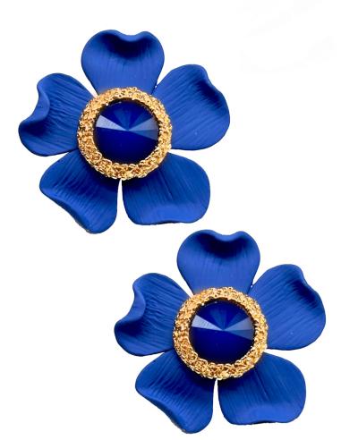 PENDIENTES AZULONES CON PRECIOSA FLOR PARA VINTAGE LOOK