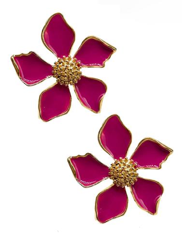 PENDIENTES BUGAMBILIAS Y DORADOS CON PRECIOSA MARGARITA