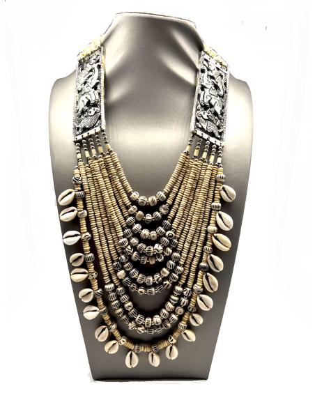 COLLARES ETNICOS PARA EL VERANO EN BLANCO ROTO CON ELEFANTES