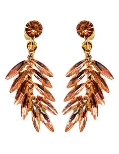 PENDIENTES ROSA SALMON DE FIESTA CON DISEÑO DE HOJITAS