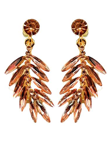PENDIENTES ROSA SALMON DE FIESTA CON DISEÑO DE HOJITAS