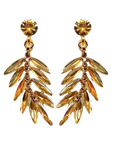 PENDIENTES DORADOS DE FIESTA CON DISEÑO DE HOJITAS VISTOSAS