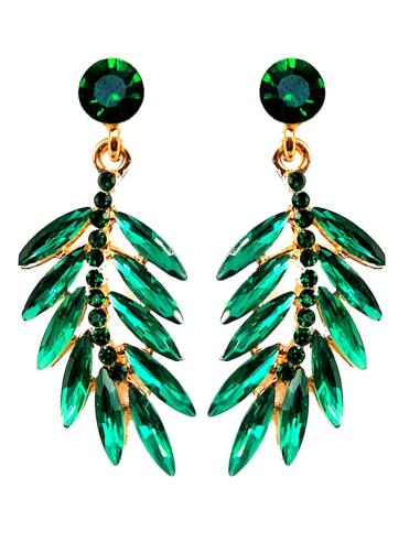 PENDIENTES VERDES DE FIESTA CON DISEÑO DE HOJITAS