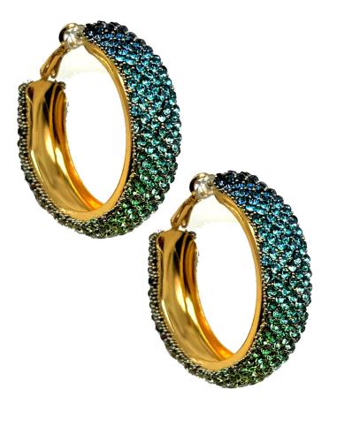 PENDIENTES DE AROS DE CRISTAL AZUL Y NEGRO EN DEGRADEE