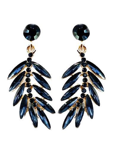 PENDIENTES AZUL MARINO DE FIESTA CON DISEÑO DE HOJITAS