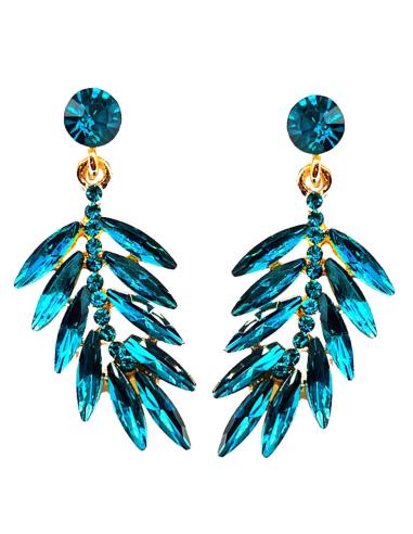 PENDIENTES TURQUESAS DE FIESTA CON DISEÑO DE HOJITAS