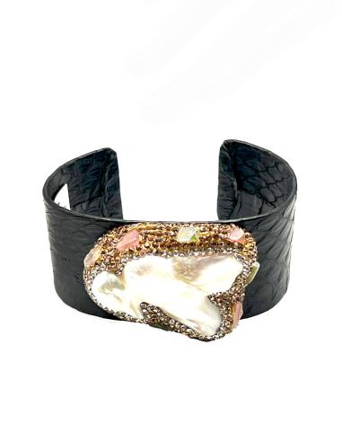 PULSERAS NEGRAS CON PERLA BARROCA BONITO BRAZALETE AJUSTABLE