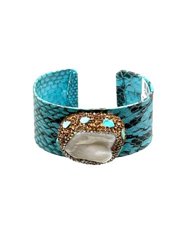 PULSERAS TURQUESAS CON PERLAS BONITO BRAZALETE AJUSTABLE