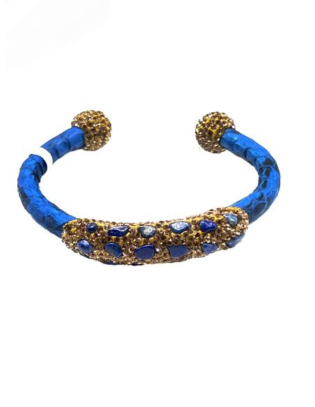 PULSERAS AZULONAS DE PIEL DE SERPIENTE CON PEDRERIA