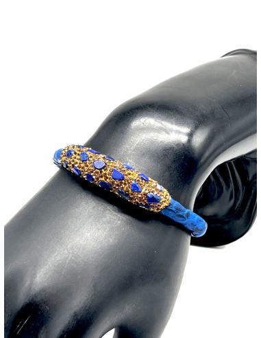 PULSERAS AZULONAS DE PIEL DE SERPIENTE CON PEDRERIA