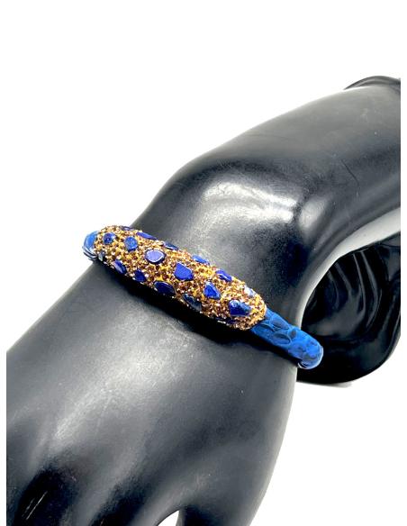 PULSERAS AZULONAS DE PIEL DE SERPIENTE CON PEDRERIA