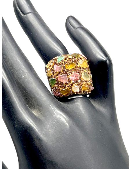 ORIGINALES ANILLOS NEGROS GRANDES DE PIEL CON PEDRERIA
