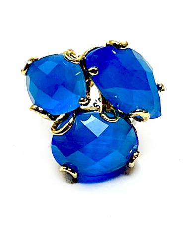 ANILLOS AZUL TURQUESA PARA MUJER AJUSTABLES TRIO DE PIEDRA