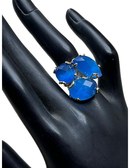 ANILLOS AZUL TURQUESA PARA MUJER AJUSTABLES TRIO DE PIEDRA