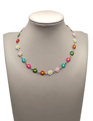 COLLARES MUJER CADENITA FINA CON FLORECITAS EN MULTICOLOR