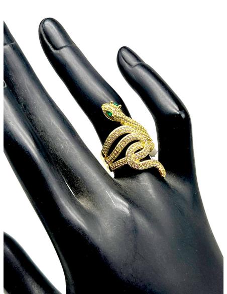 SORTIJAS DORADAS DE SERPIENTE ENROSCADA CON CIRCONITAS