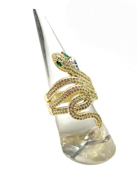 SORTIJAS DORADAS DE SERPIENTE ENROSCADA CON CIRCONITAS