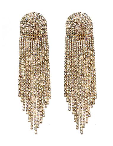 PENDIENTES DE FIESTA LARGOS CON CADENAS DE CRISTAL BRILLO