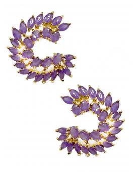 PENDIENTES MORADOS PARA MUJER CON DISEÑO CORTO PARA BODA