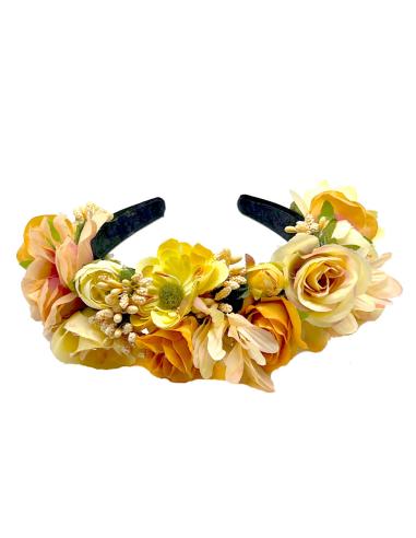 DIADEMAS DE FLORES PARA MUJER EN TONOS NARANJAS Y AMARILLOS