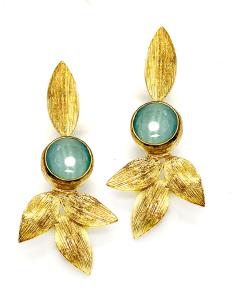PENDIENTES FLORALES CON PIEDRA AZUL AGUAMARINA PARA LOOKS DE FIESTA