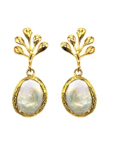 PENDIENTES BLANCOS DE LÁGRIMA DE PIEDRA LUNA PARA FIESTAS Y NOVIAS