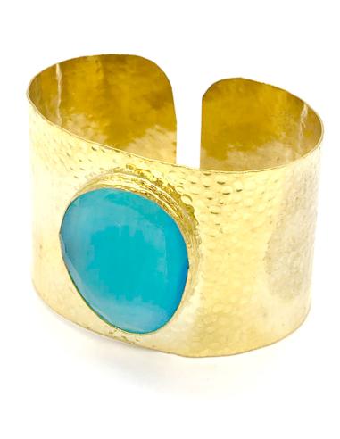 BRAZALETE MUJER ANCHO TURQUESA CON PIEDRA NATURAL PARA ESTAR RADIANTE