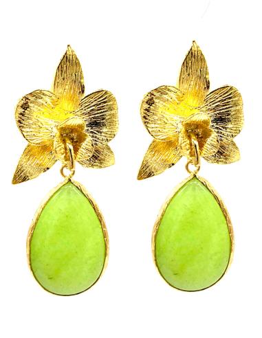 PENDIENTES LARGOS VERDES LÁGRIMA OVAL PARA FIESTAS DE VERANO