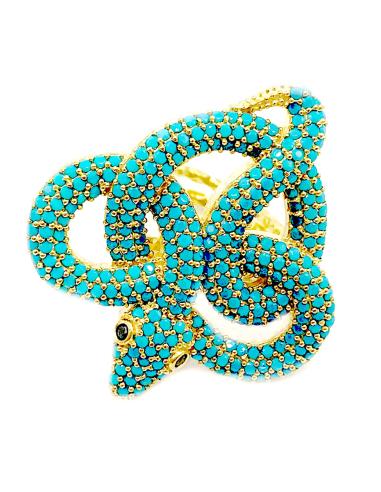 ANILLO SERPIENTE TURQUESA EN BAÑO ORO GRANDE AJUSTABLE