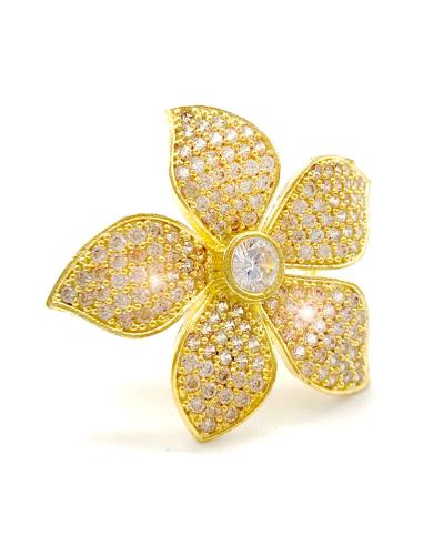 ANILLO GRAN FLOR DORADA AJUSTABLE EN ORO