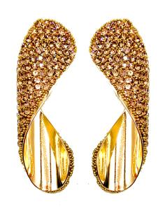 PENDIENTES DORADOS EN CRISTAL BRILLO MODELO TWISTER DE FIESTA