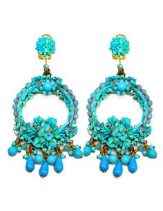 PENDIENTES TURQUESAS ALTA BISUTERIA CON DISEÑO FLAMENCO